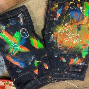 Zara shorts graffiti splatter punk hippie shorts